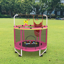Load image into Gallery viewer, Trampoline pour Enfants, Trampoline réglable pour bébé avec Panier de Basket-Ball, Trampoline intérieur et extérieur de 200 kg avec enclos
