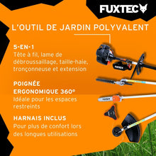 Load image into Gallery viewer, Fuxtec Débroussailleuse Thermique Multifonction 5 en 1 Multitool FX-MT152E - Easy Starter 3CV 52 cm³, Moteur 2 Temps, Élagueuse Taille Haie Coupe Bordure Avec Fil ou Lame 1 Mètre Rallonge