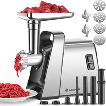 Load image into Gallery viewer, AOBOSI 4-in-1 Meat Grinder Electric Meat Grinder with 4 Stainless Steel Cutting Plates, 1 Kubbe and 3 Sausage Filling Tubes, Motor [3000w Max], Mincer with 2 Blades.