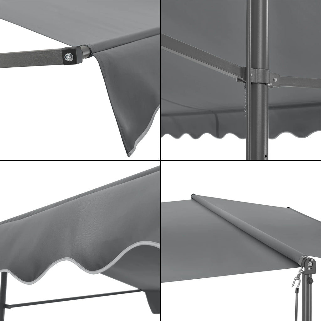 Store banne autoportant à double pente 400 x 300 x 260 cm gris foncé 03_0008294