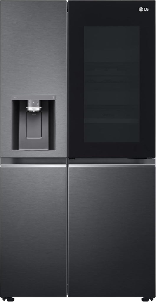 LG GSXV91MCAF Réfrigérateur combiné - Side by Side, 635L, InstaView, Total No-Frost, Compartiment congélation, Distributeur d'eau et glace UVnano, Compresseur Inverter Linear, Wi-Fi, Noir, Classe F