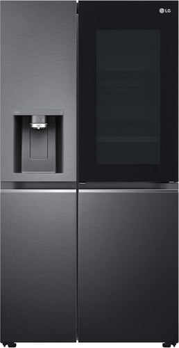 LG GSXV91MCAF Réfrigérateur combiné - Side by Side, 635L, InstaView, Total No-Frost, Compartiment congélation, Distributeur d'eau et glace UVnano, Compresseur Inverter Linear, Wi-Fi, Noir, Classe F