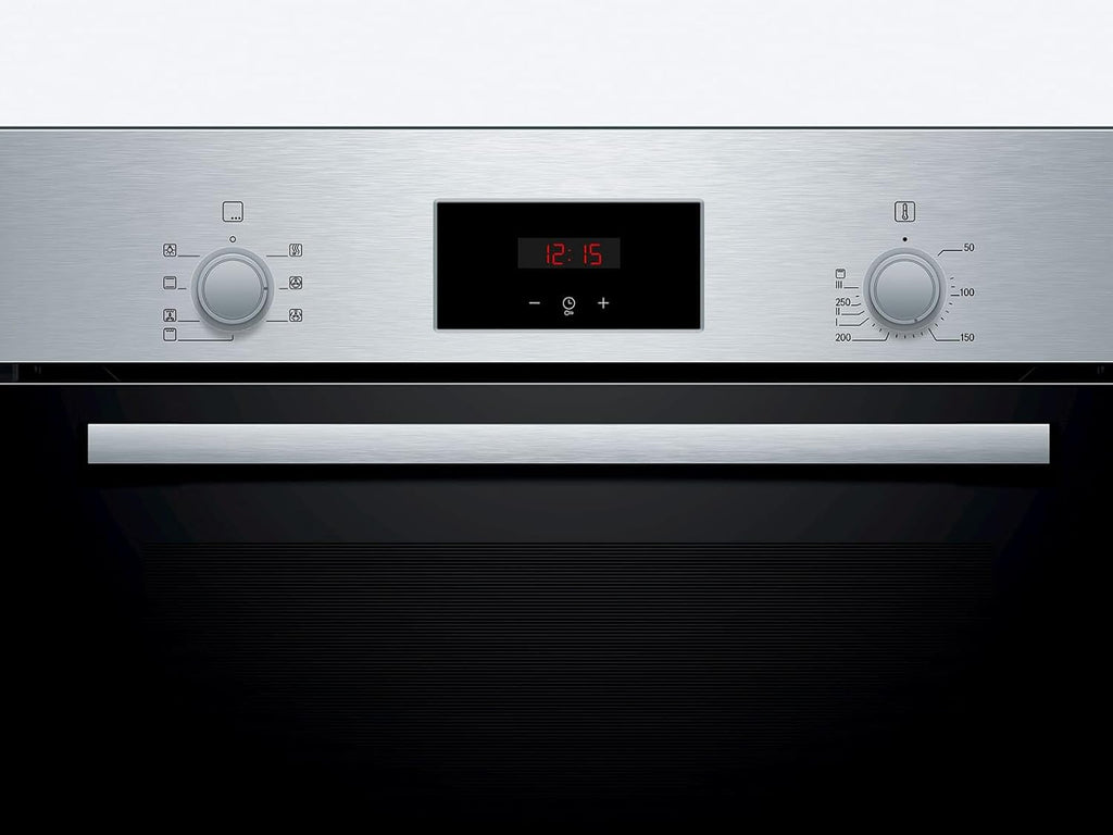 Bosch HBF133BR0 Série 2 - Four encastrable - 60 x 60 cm - Accessoire de nettoyage EcoClean Direct - Cuisson Air chaud 3D sur 3 niveaux en même temps - Écran LED - Chauffage rapide - Sécurité enfant