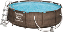 Load image into Gallery viewer, Bestway Power Steel Deluxe Piscine tubulaire ronde avec cadre en acier solide Kit complet Aspect rotin 366 x 100 cm, Marron