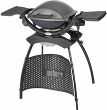 Load image into Gallery viewer, Weber Q1400 Barbecue électrique avec support, surface de cuisson 43 x 32 cm, nomade, grille en fonte émaillée divisée en 2 parties, couvercle et cuve en fonte d'aluminium - Gris foncé (52020853)