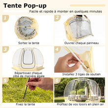 Load image into Gallery viewer, Tente Bulle à Ouverture Instantanée pour 6 à 10 Personnes Tente Dôme d'Extérieur 328 x 328 cm Résistante Aux Intempéries Transparent