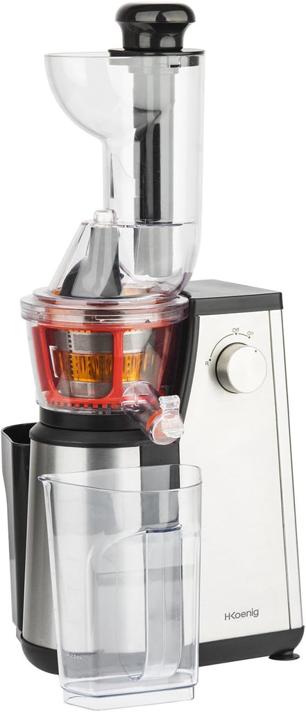 H.Koenig GSX12 Vertical Juice Extractor Stainless Steel Black, Fruit and Vegetable Juice, BPA Free, 82 mm Wide Mouth, Soft Pressure, 1 Litre, 400 W