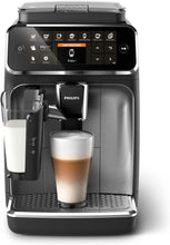 Load image into Gallery viewer, PHILIPS 4400 Series Fully Automatic Espresso Machine – 12 Hot &amp; Iced Coffees, Quick-to-Clean LatteGo Milk System, SilentBrew, QuickStart, Ceramic Grinder, Black Chrome (EP4444/90)
