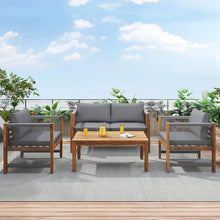 Load image into Gallery viewer, Zepneiy Salon de Jardin, Salon de Jardin 4 Personnes, avec canapé, Table Basse et Coussins, Housse en Tissu déhoussable et Lavable, Noir (Coussins d'assise Inclus)