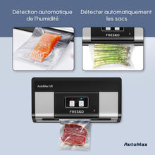 Load image into Gallery viewer, FRESKO Automatic Vacuum Sealer Machine, 140 Watts, Hands-Free Vacuum Machine, Dry/Wet Detection, 2 Roll Bag, Built-in Cutter and Bag Storage (AutoMax V8)