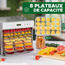 Load image into Gallery viewer, Kwasyo Food Dehydrator Stainless Steel 8 Trays Temperature Regulator 30-90°C 24H Timer Function BPA Free Dehydrator for Fruit, Meat, Vegetables