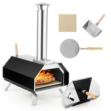 Load image into Gallery viewer, Four à Pizza Extérieur en Acier Inoxydable avec Pierre à Pizza de 30,5cm Four à Bois pour Pizza avec Pelle Pare-feu Pieds Pliables