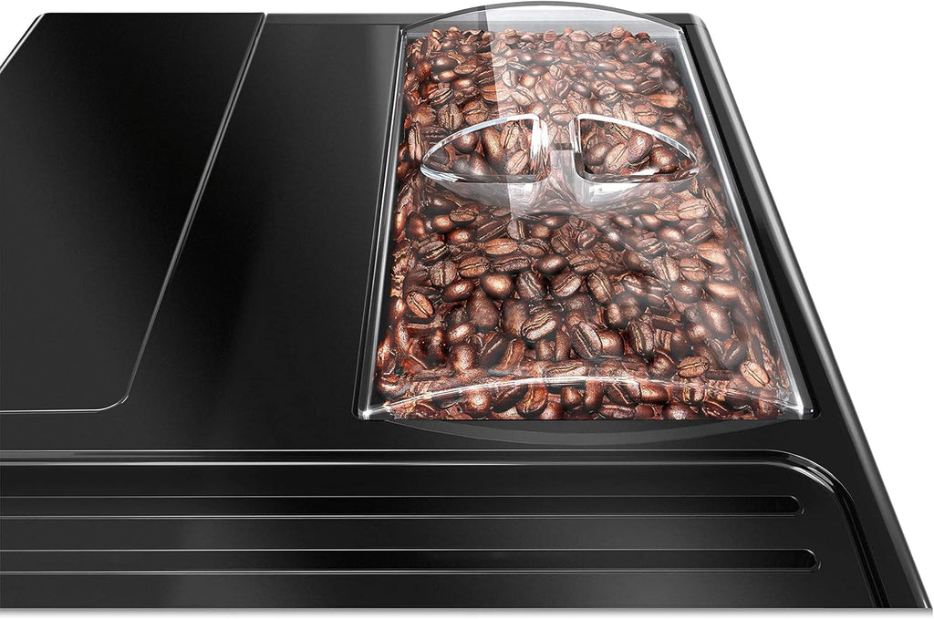 Melitta Caffeo Solo Noir Pure Black, Machine à Café à Grains avec Broyeur et Système d'Extraction des Arômes, Affichage LED, Mode 1 à 2 Tasses, Cafetière Expresso, Automatique, E950-222, 1400W