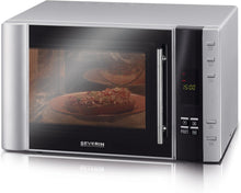 Load image into Gallery viewer, SEVERIN Four à micro-ondes 30 L, 2 500 W, avec fonction gril et chaleur tournante, avec 5 niveaux de puissance, 10 programmes automatiques, Inox/Noir, MW 7775