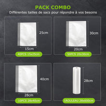 Load image into Gallery viewer, Bonsenkitchen Machine Sous Vide Alimentaire, Machine Sous Vide à 5 Modes-8 L/min, Technologie Globefish pour Un Travail en Continu à Grande Vitesse, Comprend 100 Sacs Sous Vide et 1 Sac en Rouleau