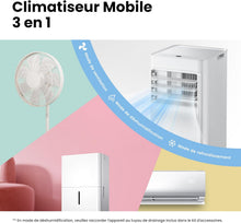 Load image into Gallery viewer, COMFEE' Climatiseur Mobile 9000 BTU/h 2,6kW, 3-EN-1 Refroidisseur Déshumidificateur Ventilateur, Fonction Follow me, Minuterie, Mode nuit, Pour salon et maison de 33㎡/88m³, MPPH-09CRN7, R290