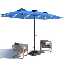 Load image into Gallery viewer, AECOJOY 15ft Patio Double-Sided Umbrella, 156 PCS Solar LED Light Outdoor Large Umbrella, Dark Blue