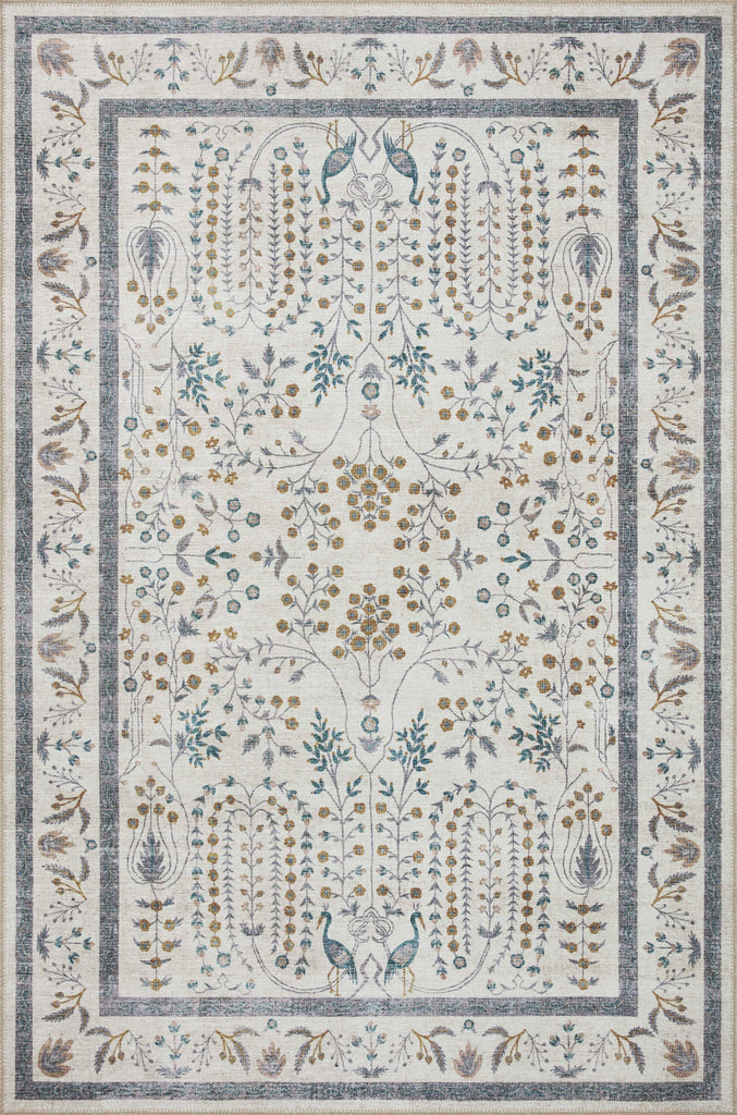 Rifle Paper Co. x Loloi 2'6" x 7'6" Cream Maison Wisteria (MAO-05) Runner Area Rug