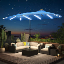 Load image into Gallery viewer, AECOJOY 15ft Patio Double-Sided Umbrella, 156 PCS Solar LED Light Outdoor Large Umbrella, Dark Blue