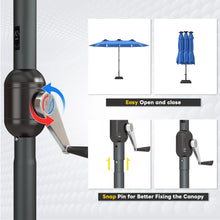 Load image into Gallery viewer, AECOJOY 15ft Patio Double-Sided Umbrella, 156 PCS Solar LED Light Outdoor Large Umbrella, Dark Blue